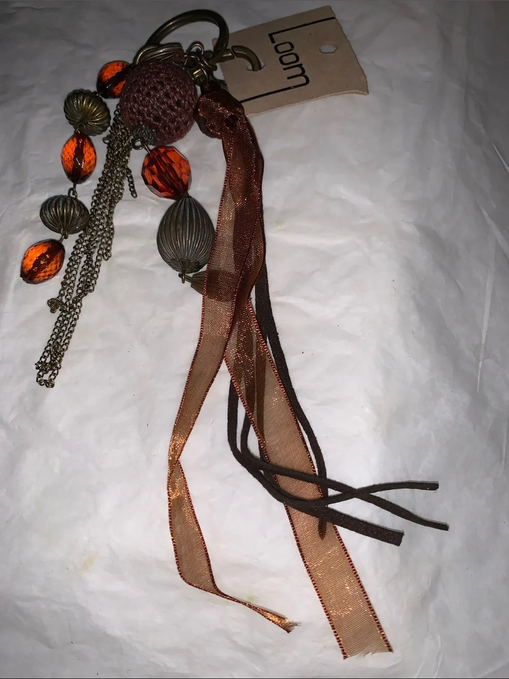 Brown & Orange Tassel Keyring/Purse Charm